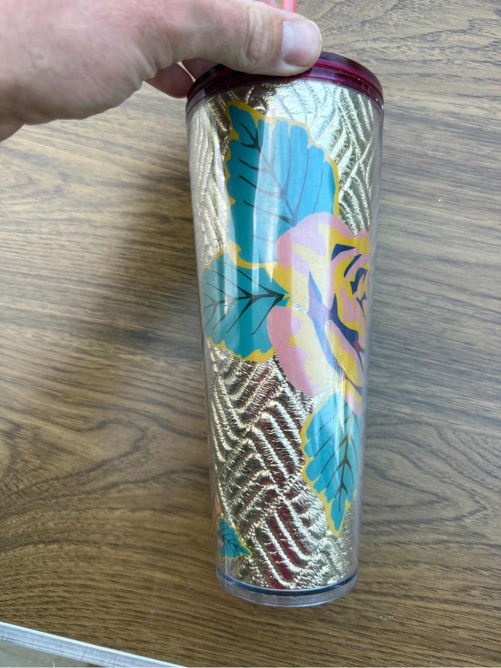 Starbucks Gold Quilted Rose Venti Tumbler Cup Fall 2020 24 Oz/740 ML